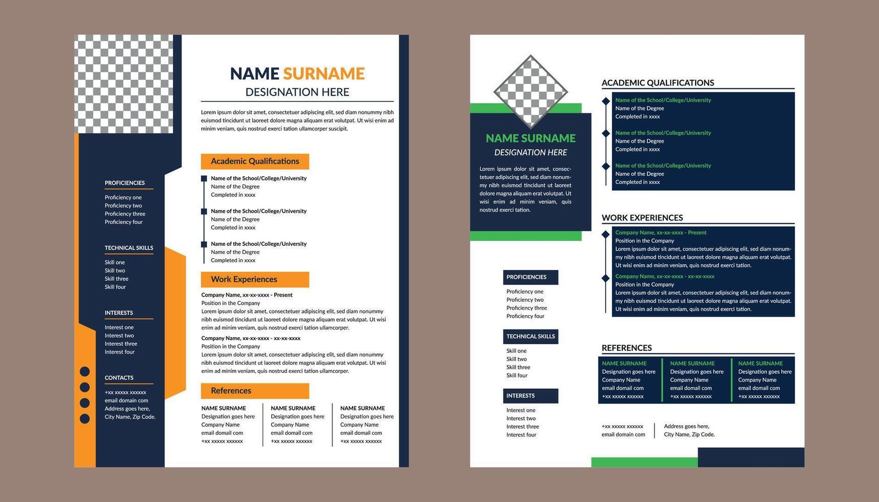 Modern Resume Design in Bundle. Luxurious Template Display for Promotional Campaign. vector