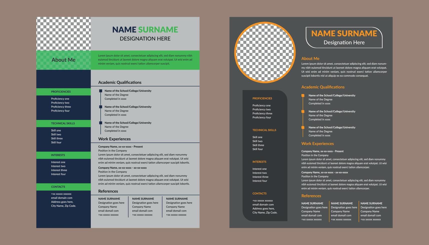 Modern Resume Design in Bundle. Trendy Template Display for Promotional Campaign. vector