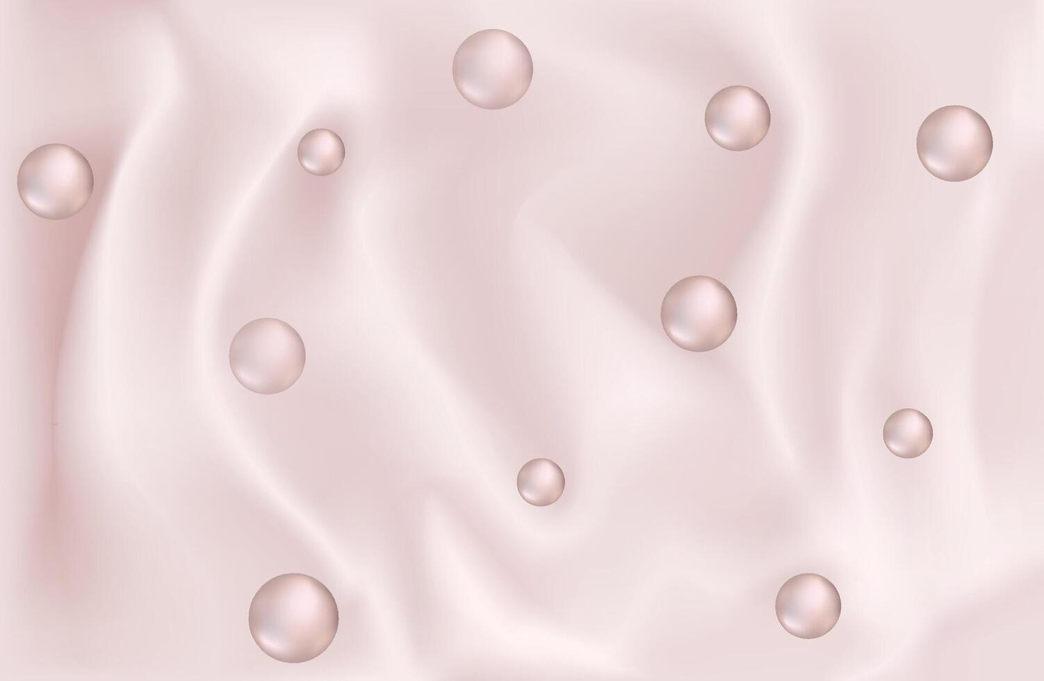 Realistic texture of pink silk background with seamless pattern of pleats and pearl beads vector