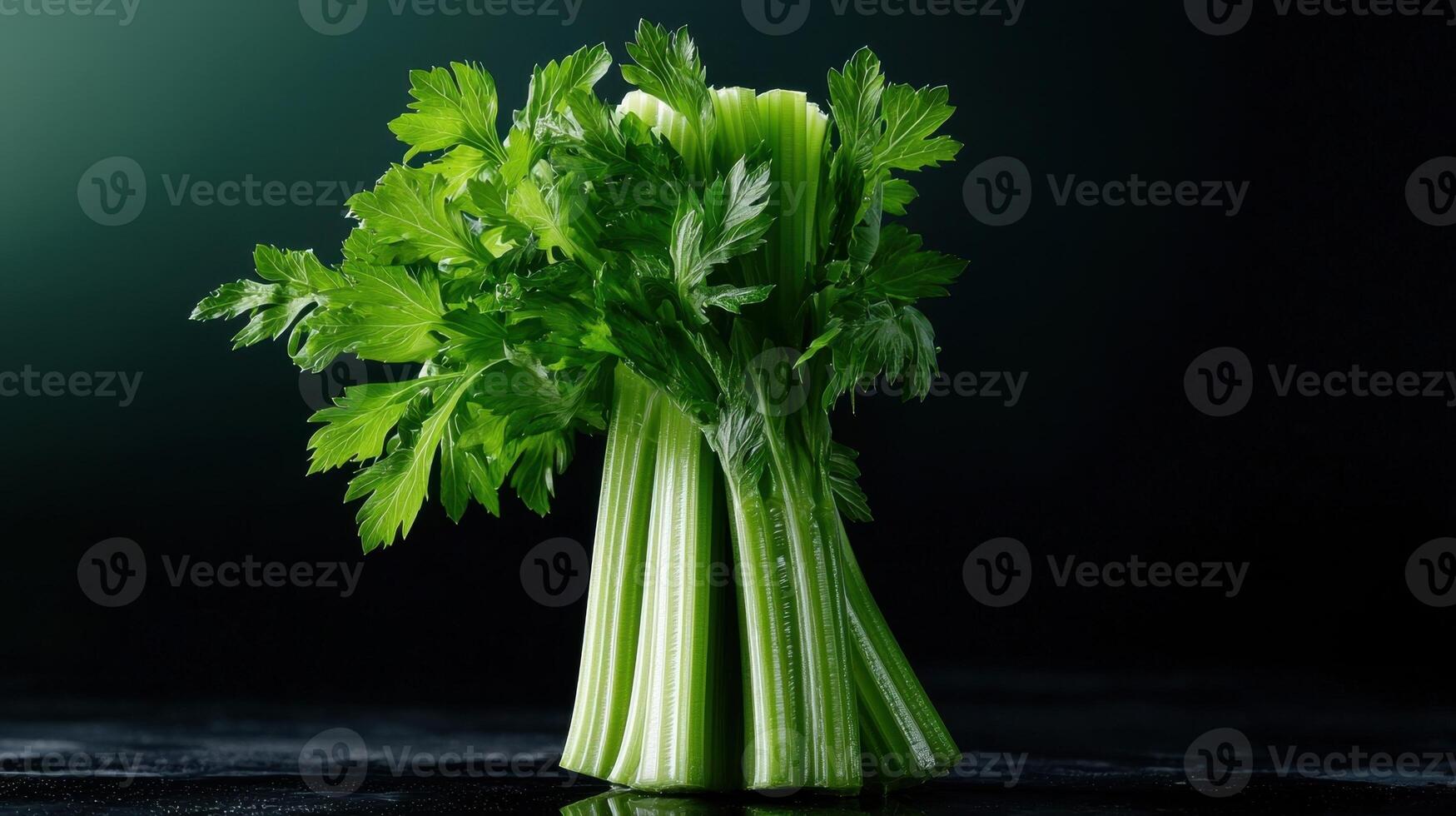 Fresh celery on black background photo