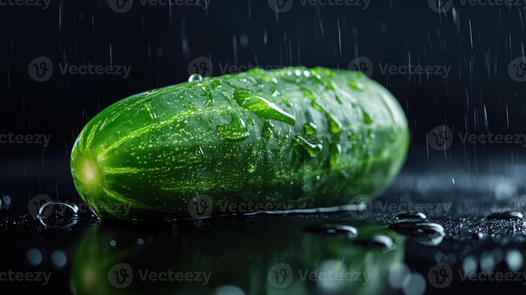 A cucumber is covered in water drops photo