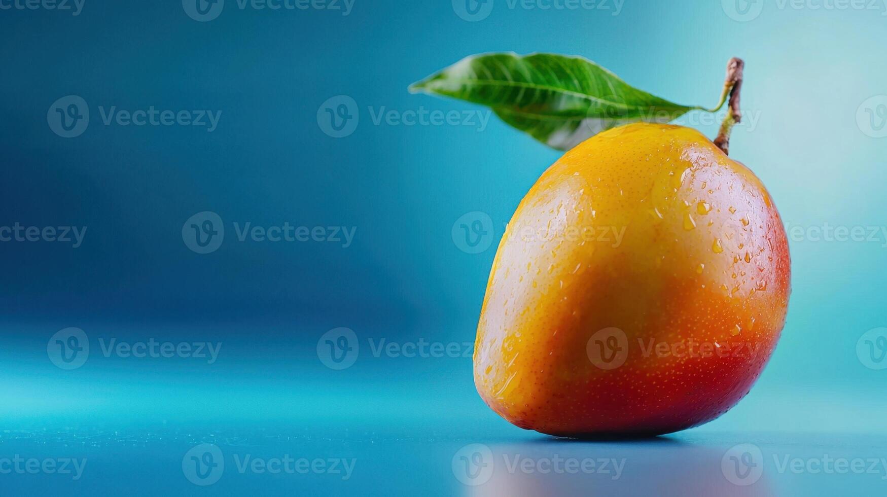 A mango on a blue background photo