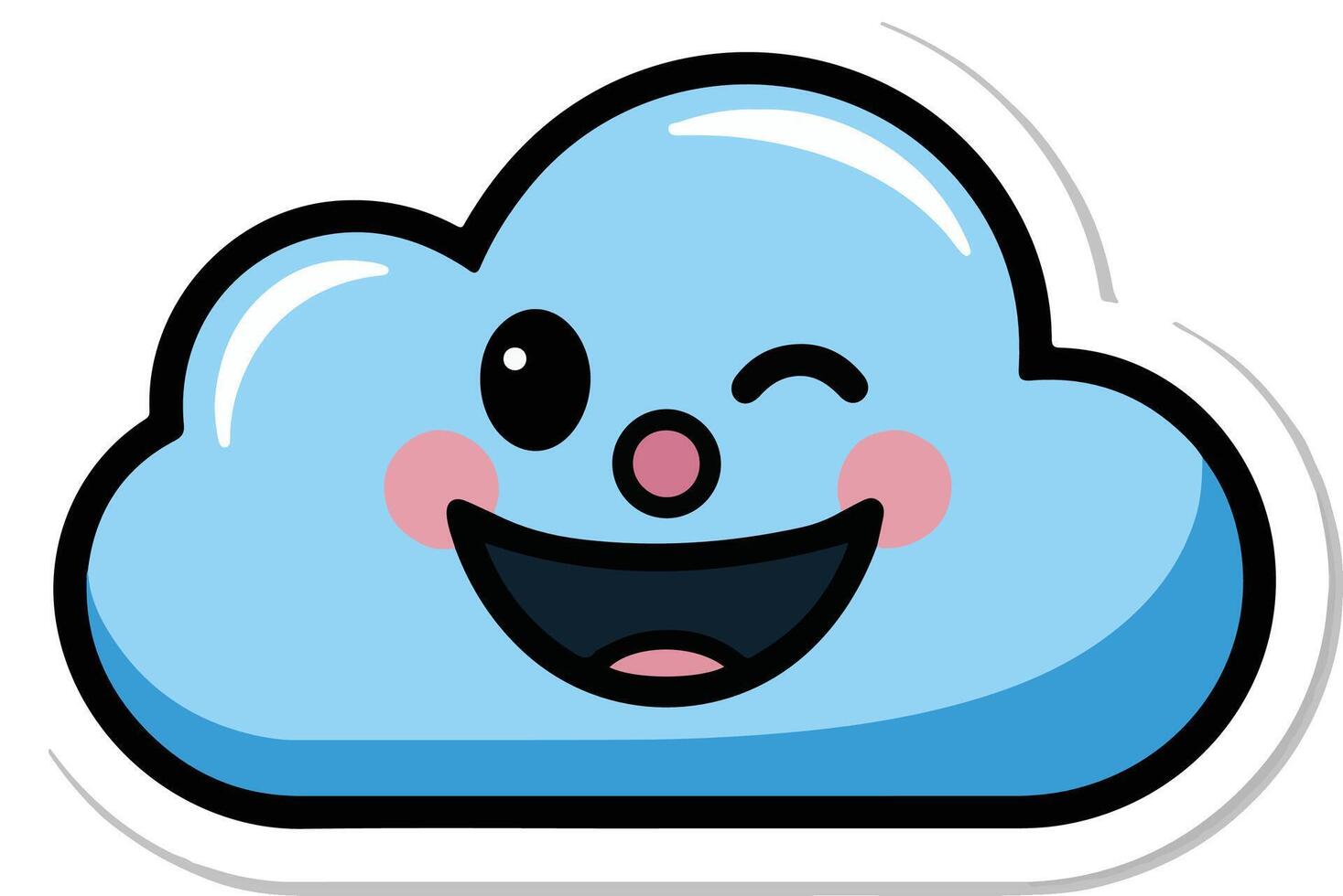 a sticker of a cloud with a smile vector