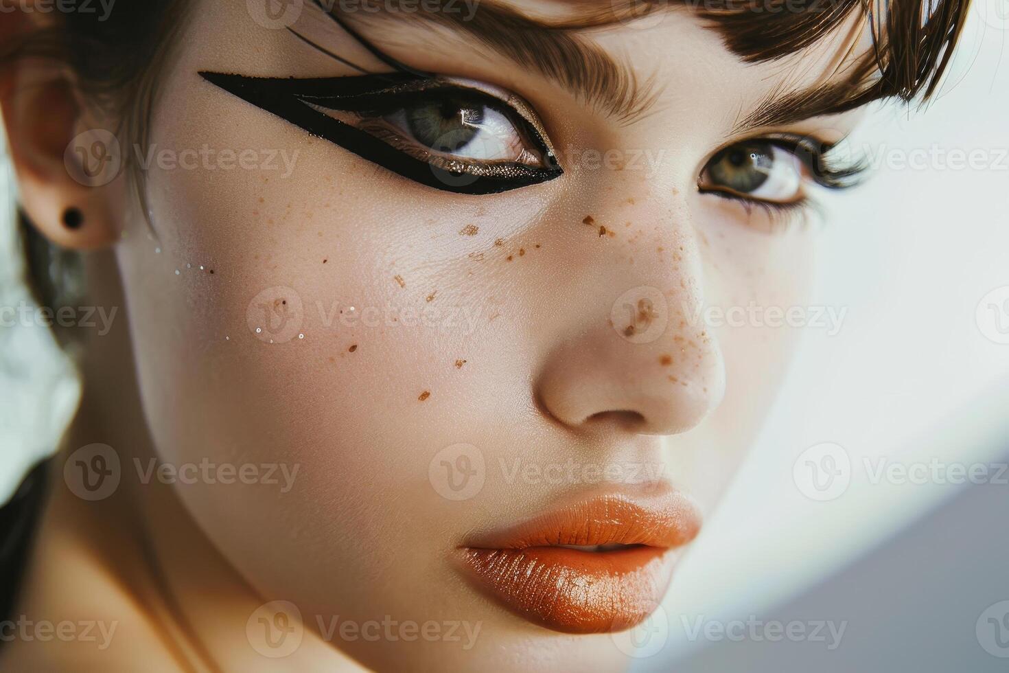 A woman with freckles on her face photo