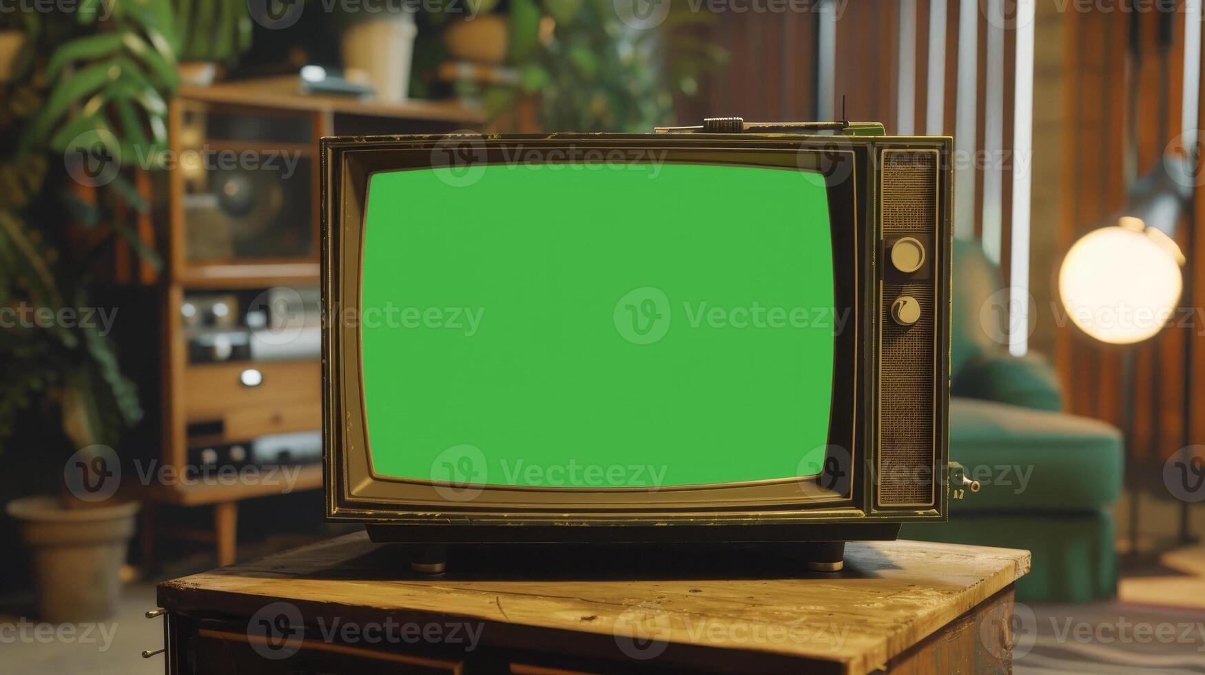 Retro tv with green screen photo