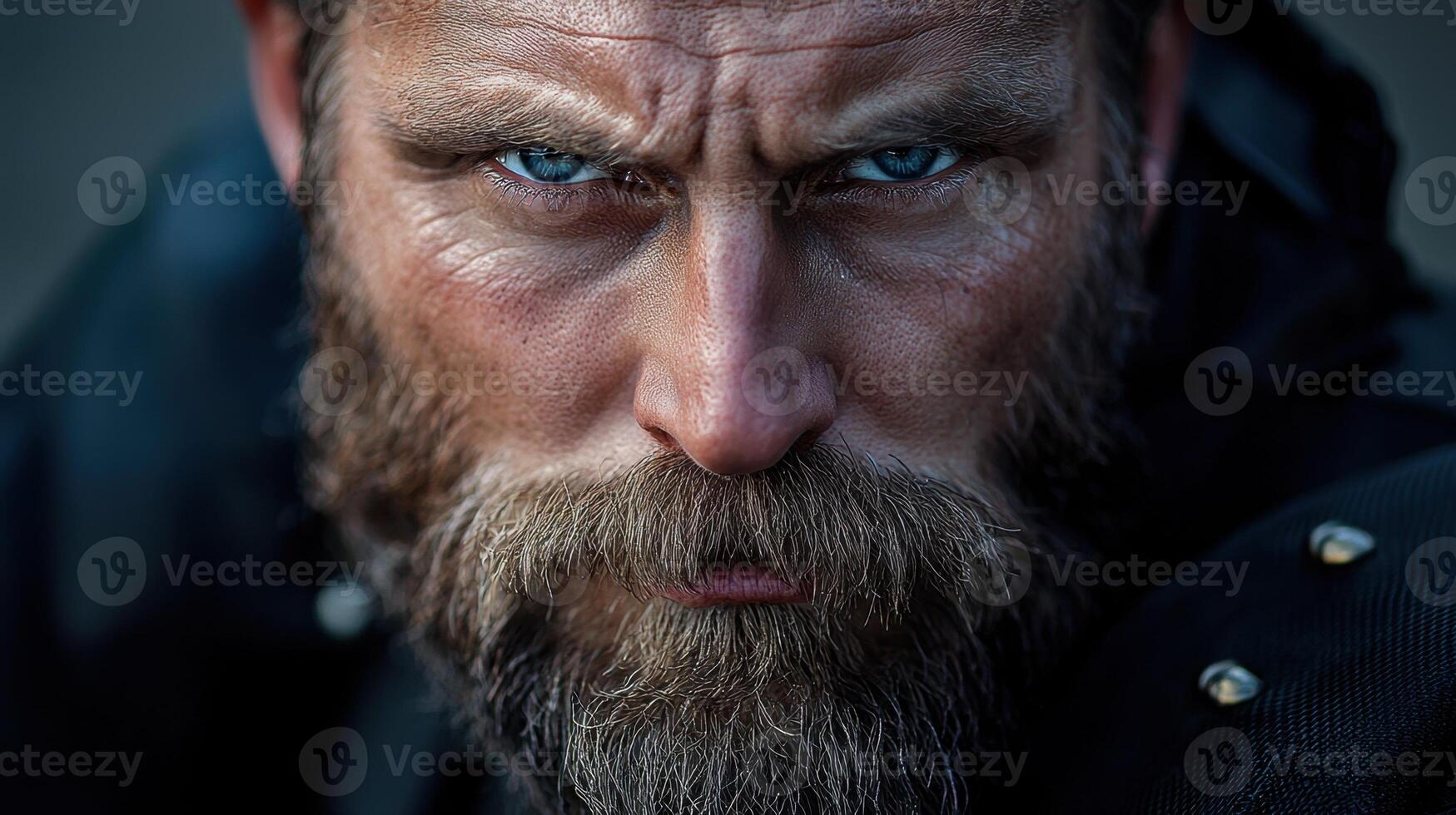A man with a beard and blue eyes photo