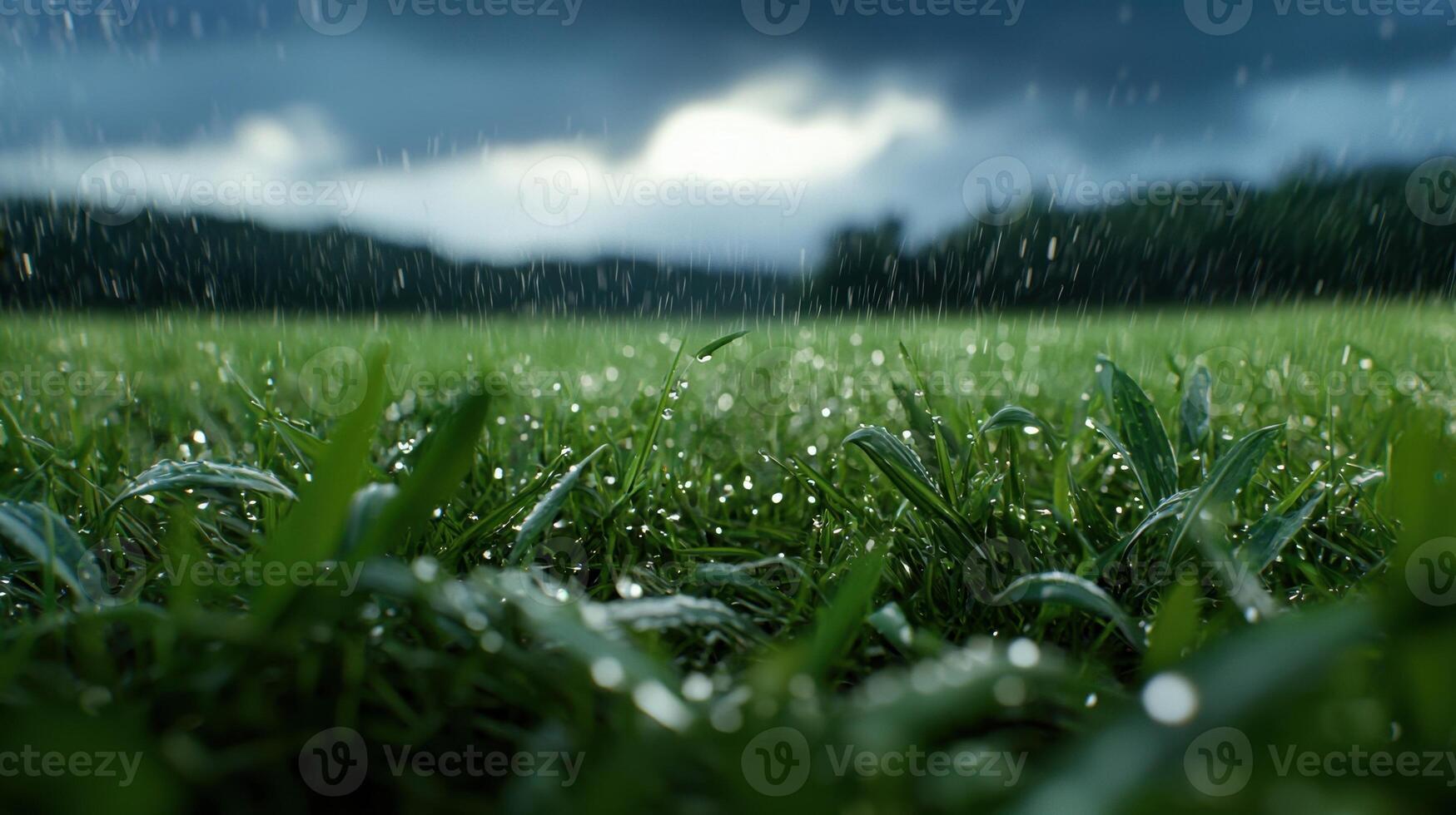 Rain on grass wallpaper photo