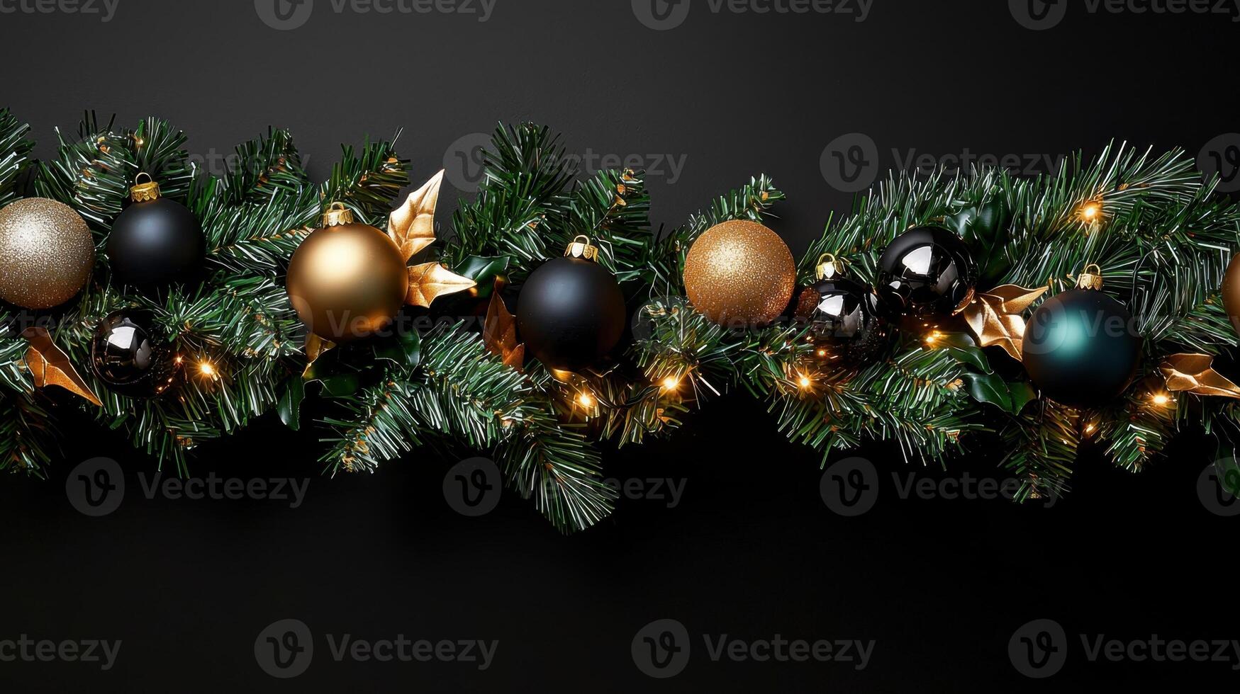 Christmas decorations on a black background photo