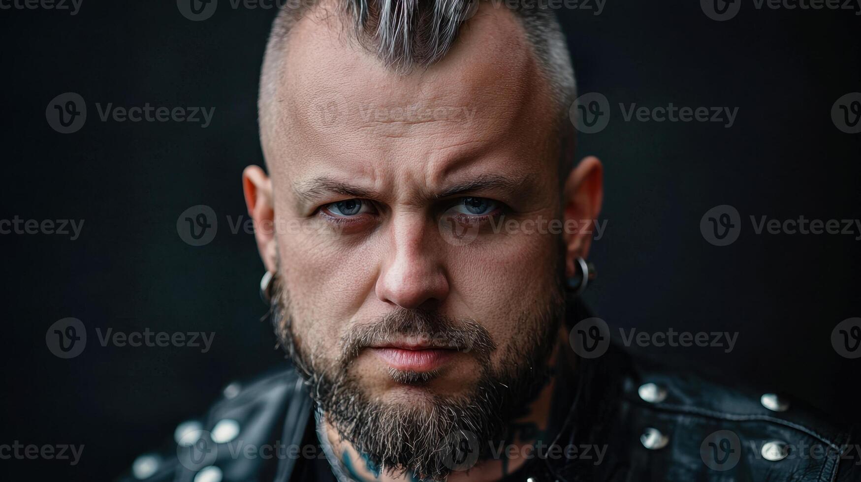 A man with a beard and tattoos on his face photo