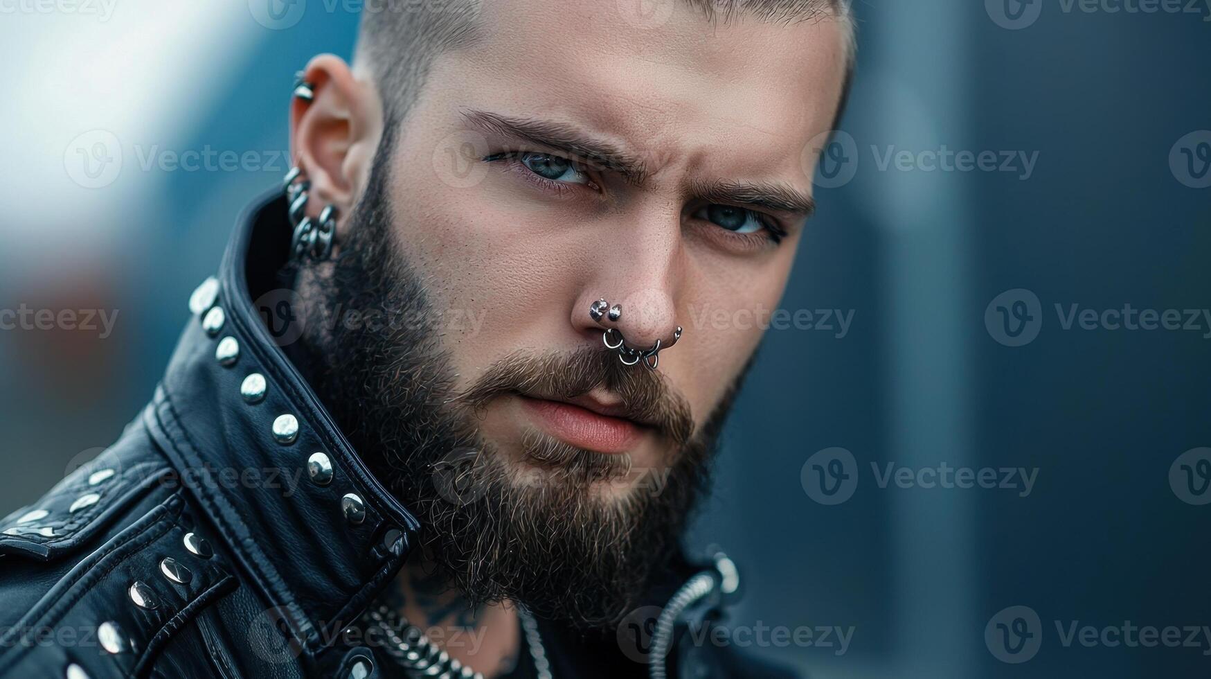 A man with a beard and piercings photo