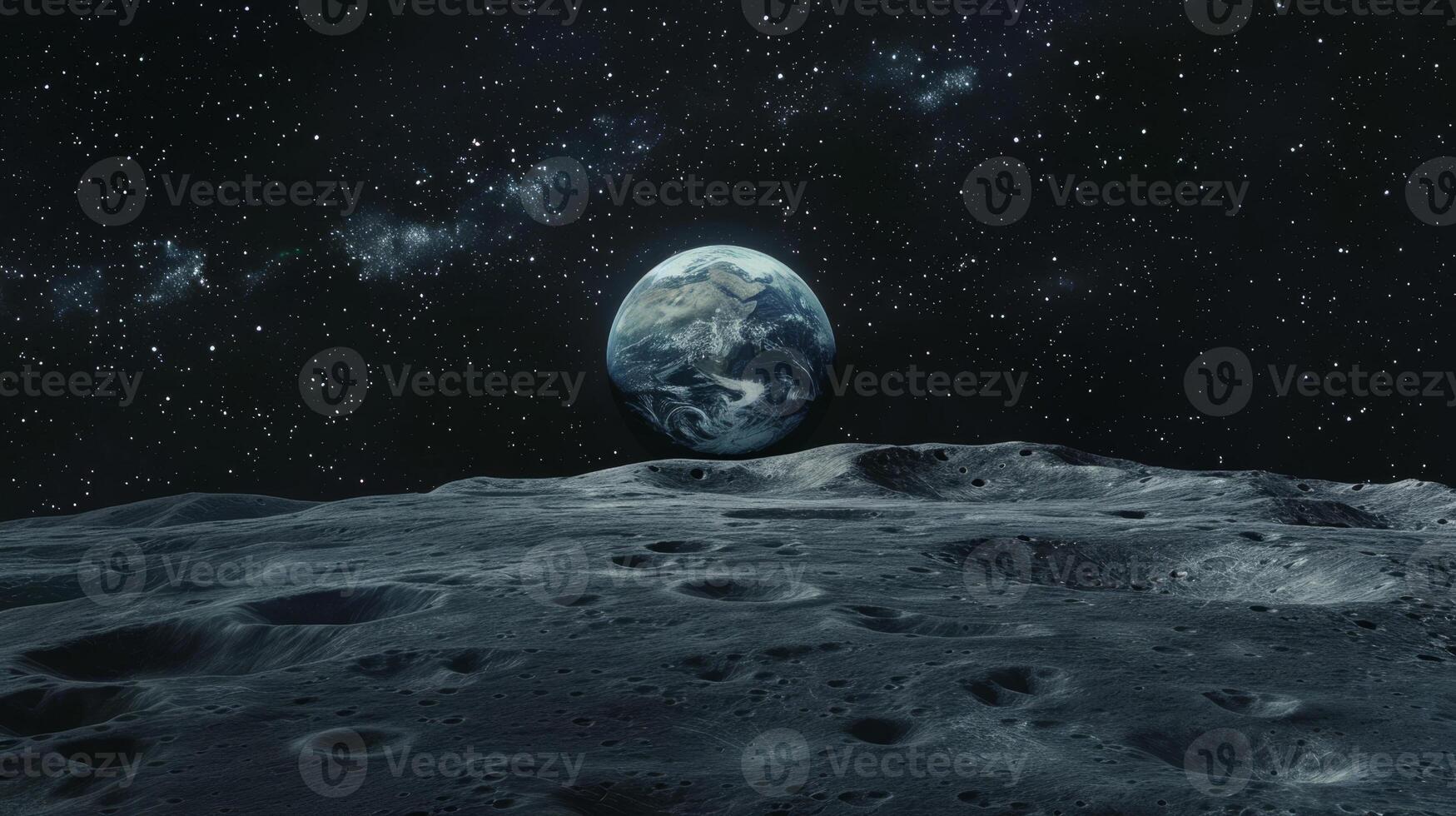 The moon and earth from space photo
