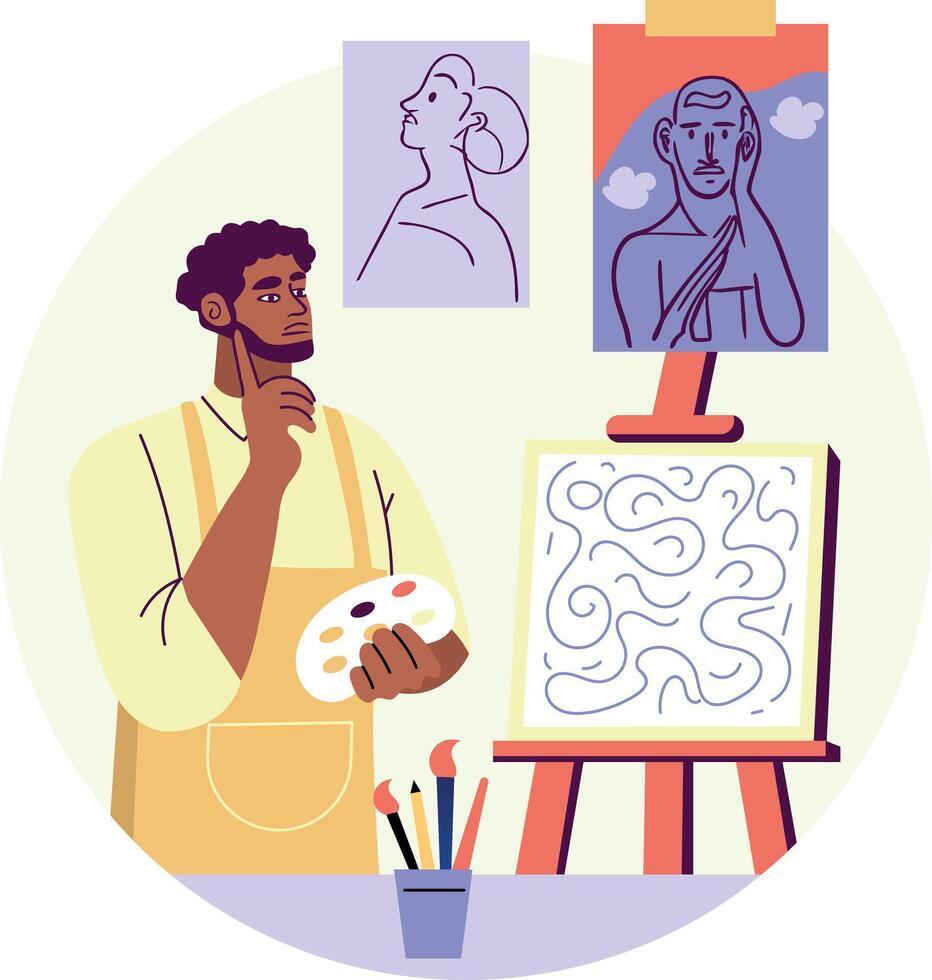 Conceptual artist illustration in flat style vector