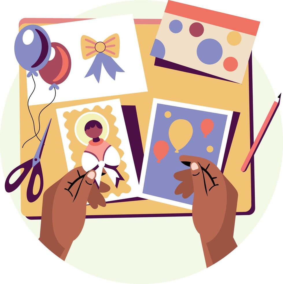 Beautiful handmade cards illustration in flat style vector