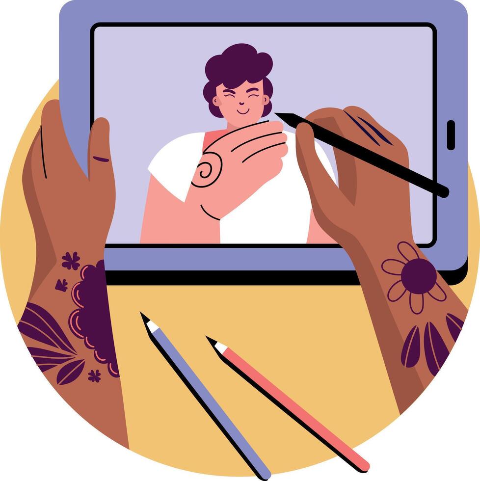 Table art illustration in flat style vector
