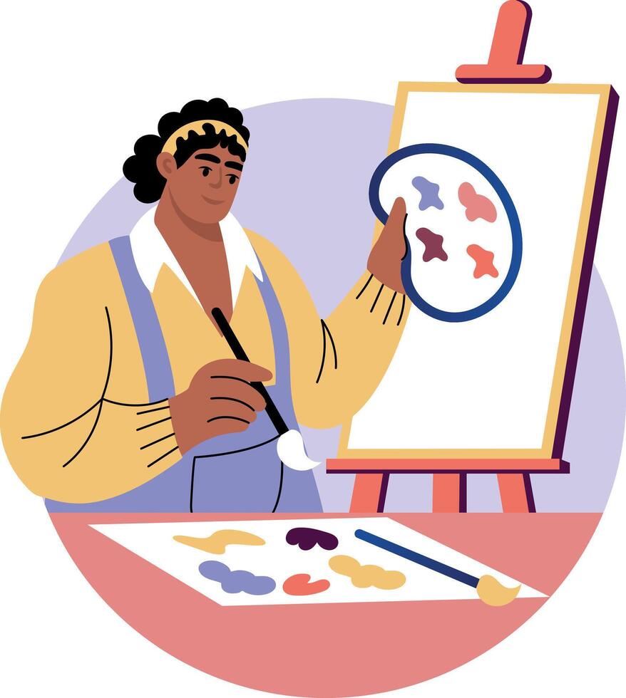 Artist palette illustration in flat style vector