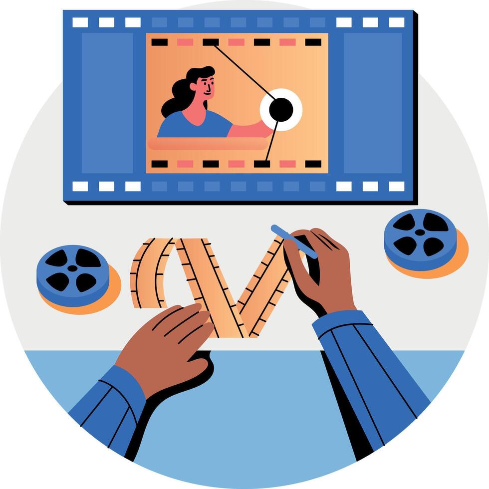 Film editing illustration in flat style vector
