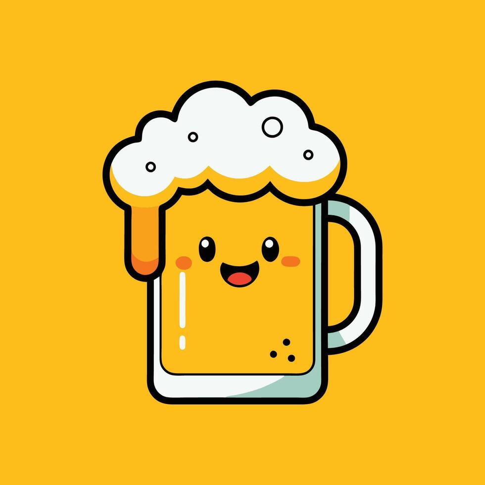 Cheerful Beer Mug Surrounded by Foam and Happiness vector