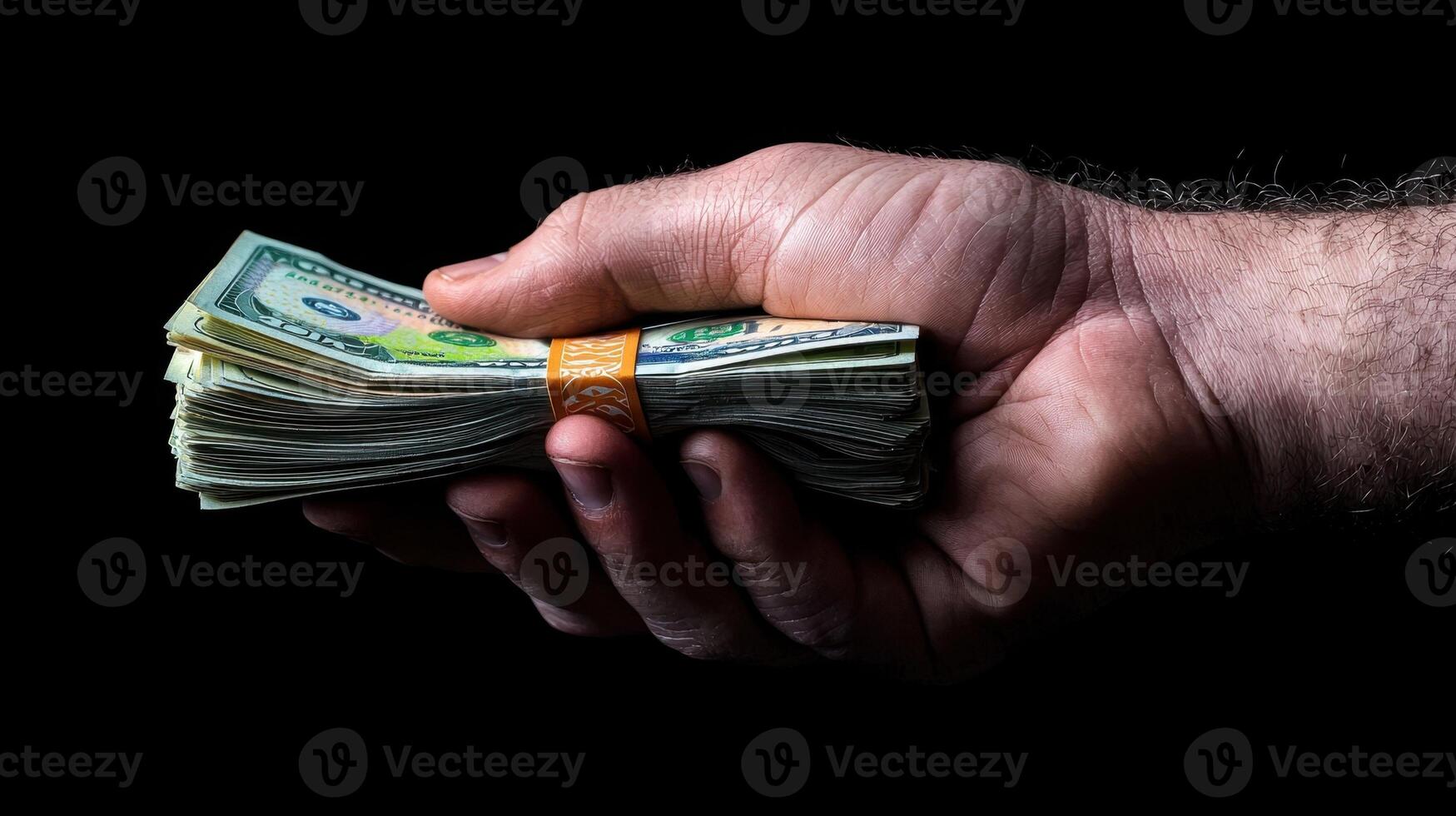 A hand holding a stack of cash photo