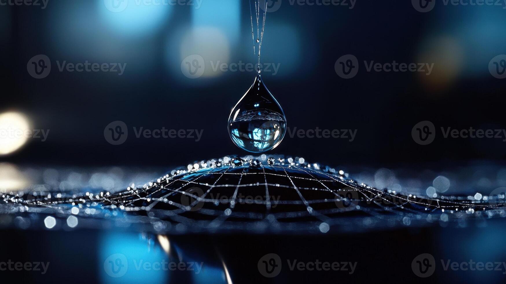 Water drops on a spider web photo