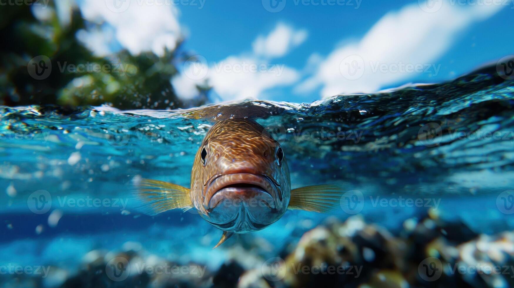 A close up of a fish swimming in the ocean photo