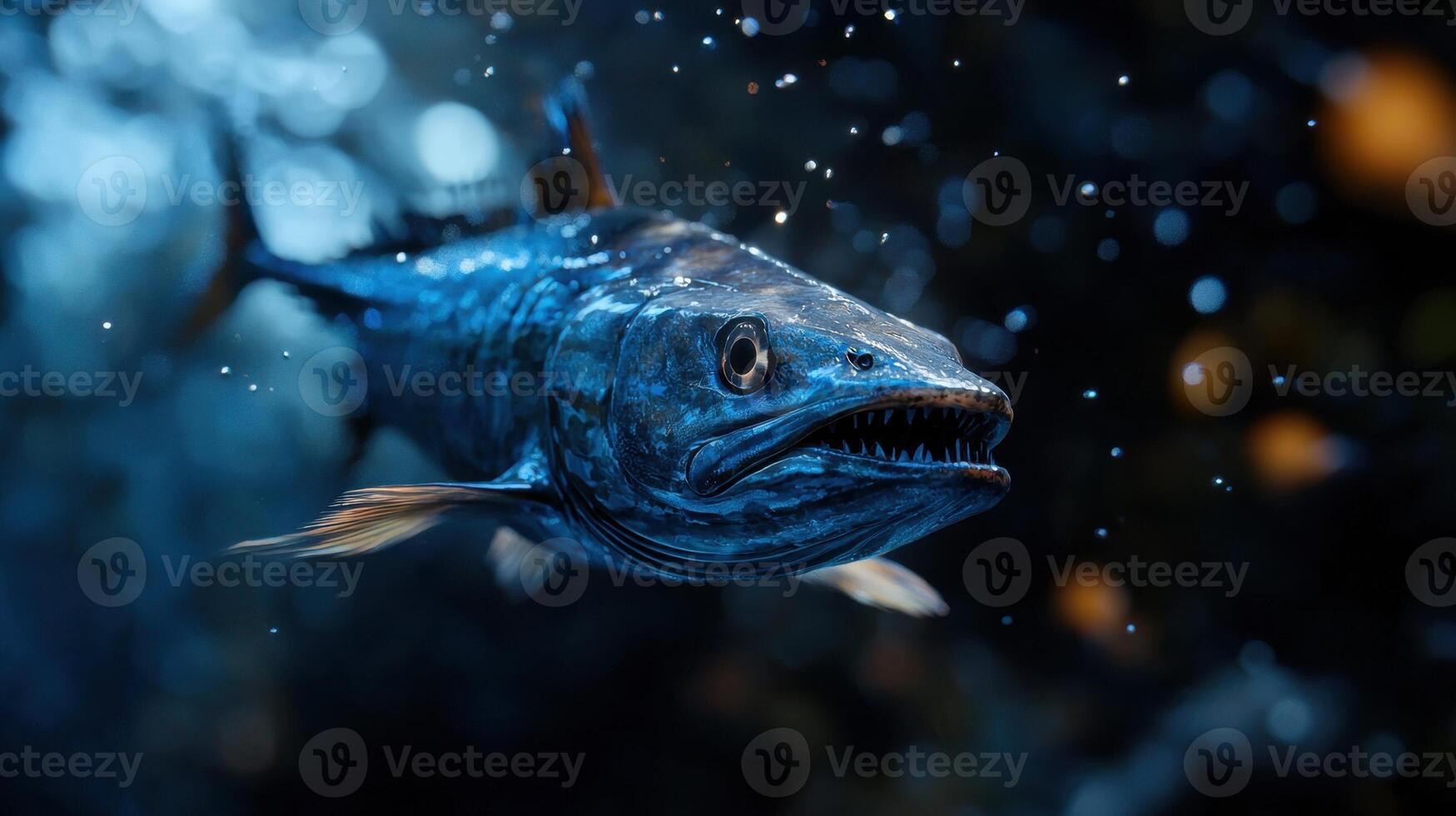 A fish with its mouth open in the water photo