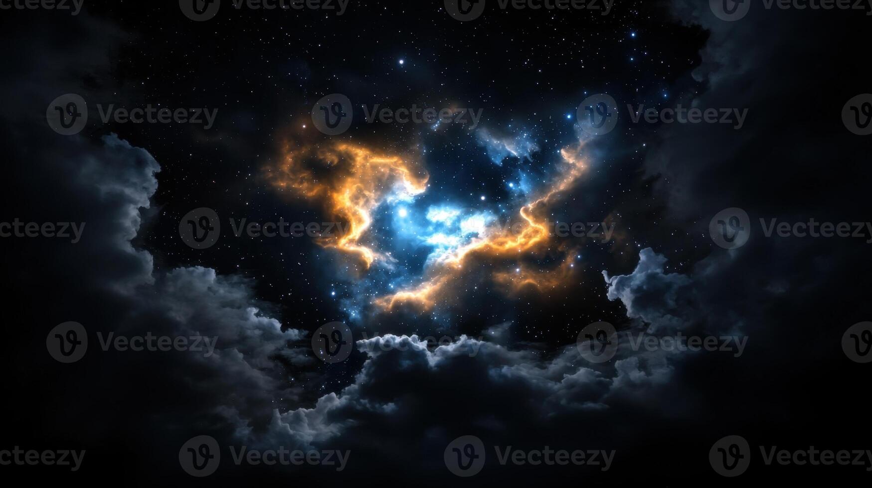 A heart shaped cloud in the sky with stars photo