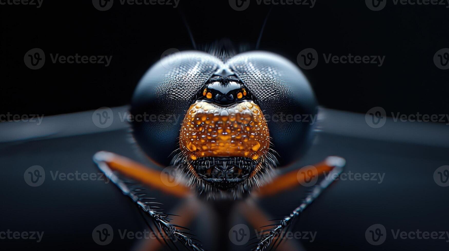 A close up of a dragonfly's face photo