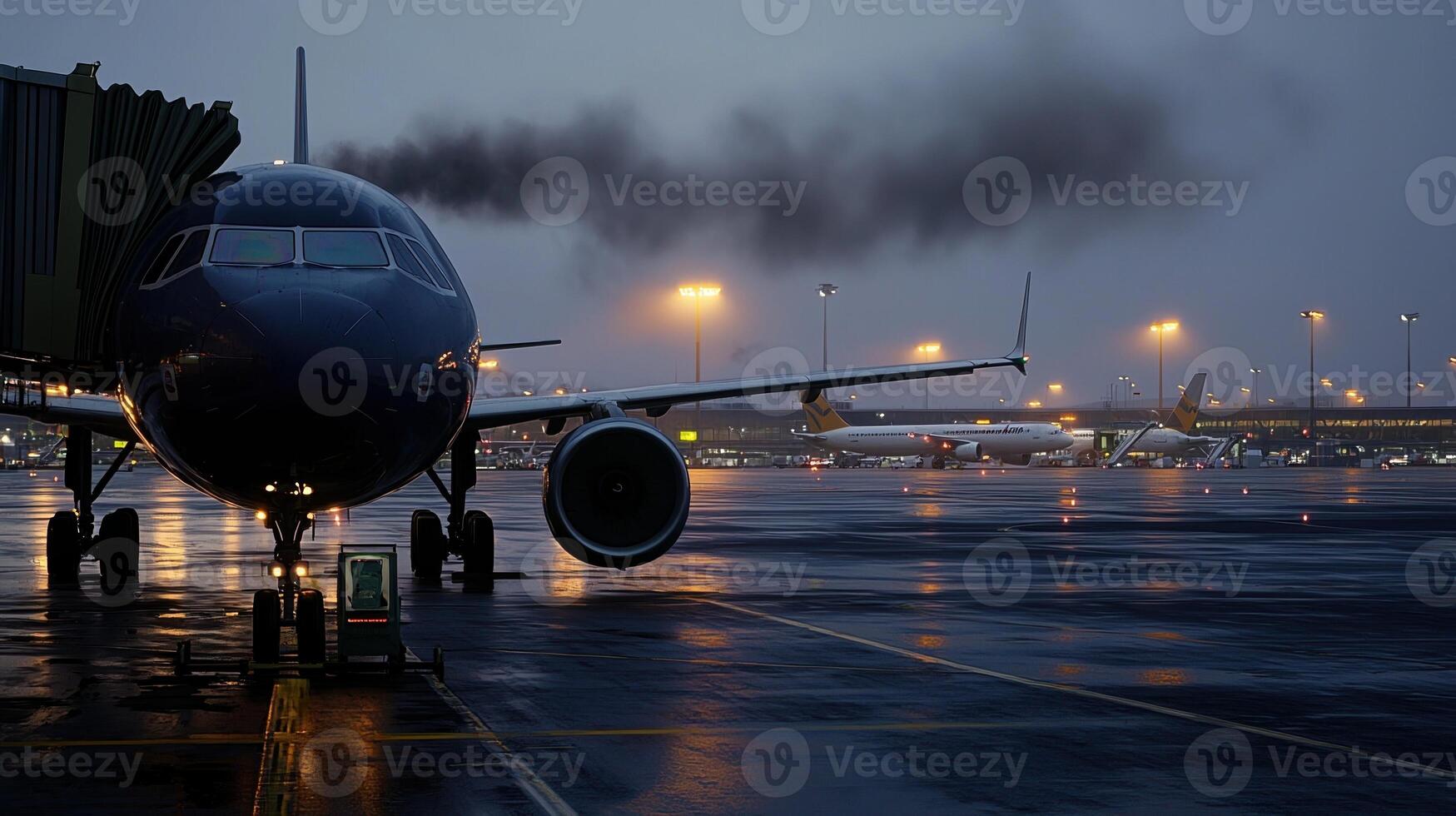 A jet plane on the runway photo