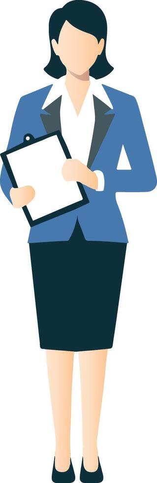 A woman in business attire holding a clipboard vector