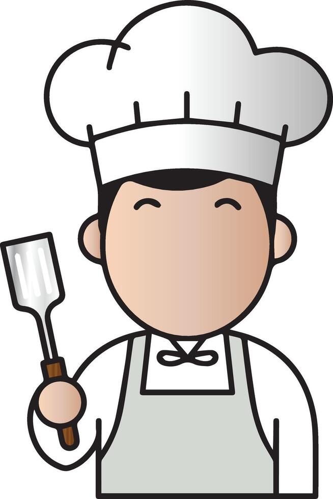 A cartoon chef holding a spatula and fork vector