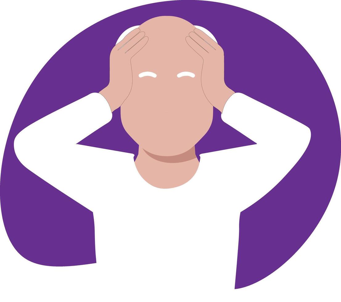 A man with his hands on his head vector