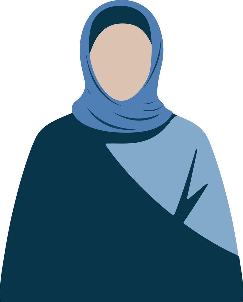 A woman in a hijab is shown in a flat design vector