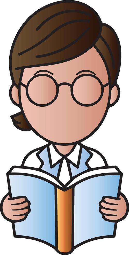 A cartoon woman reading a book vector