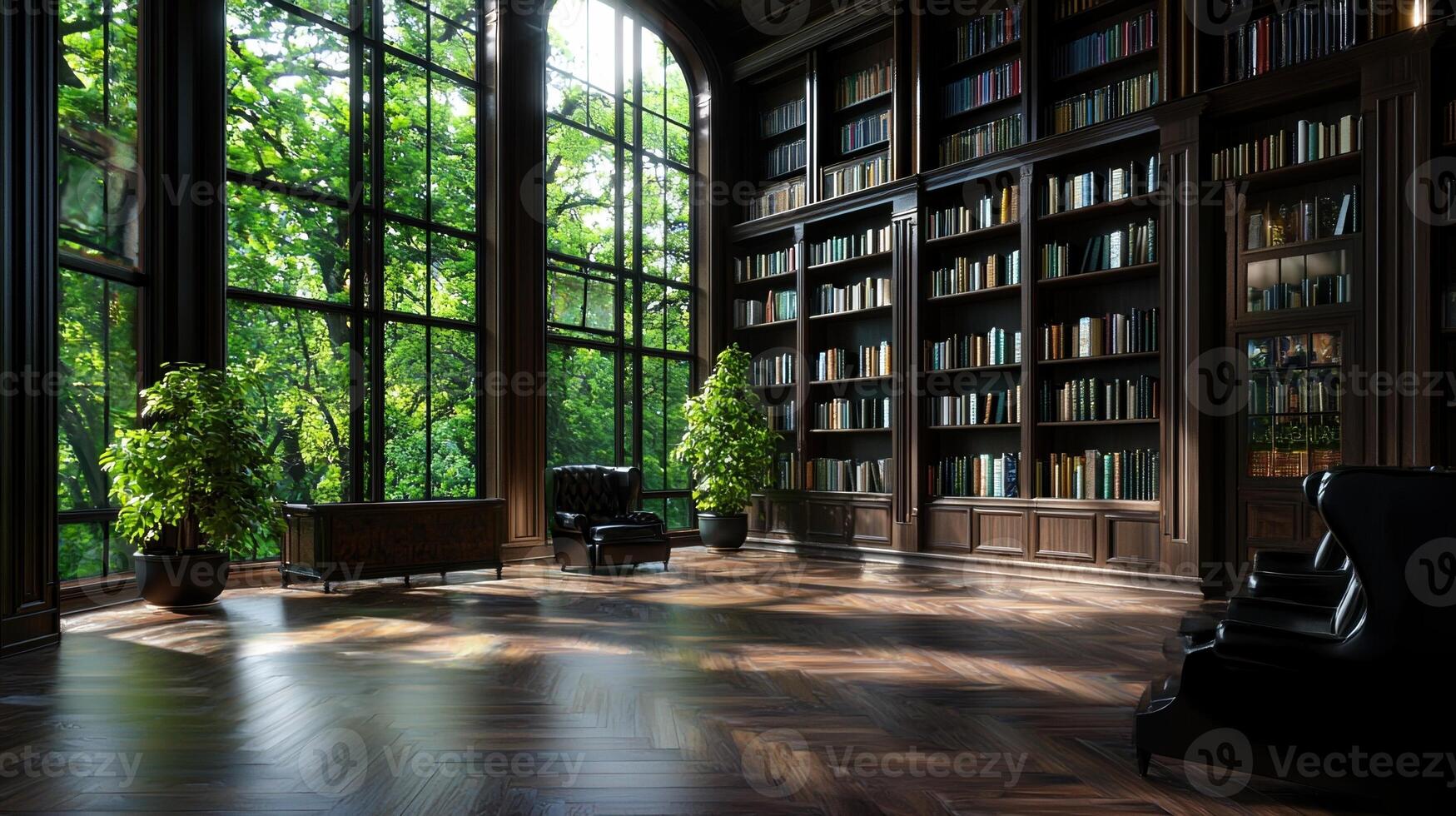 A large room with lots of books and chairs photo