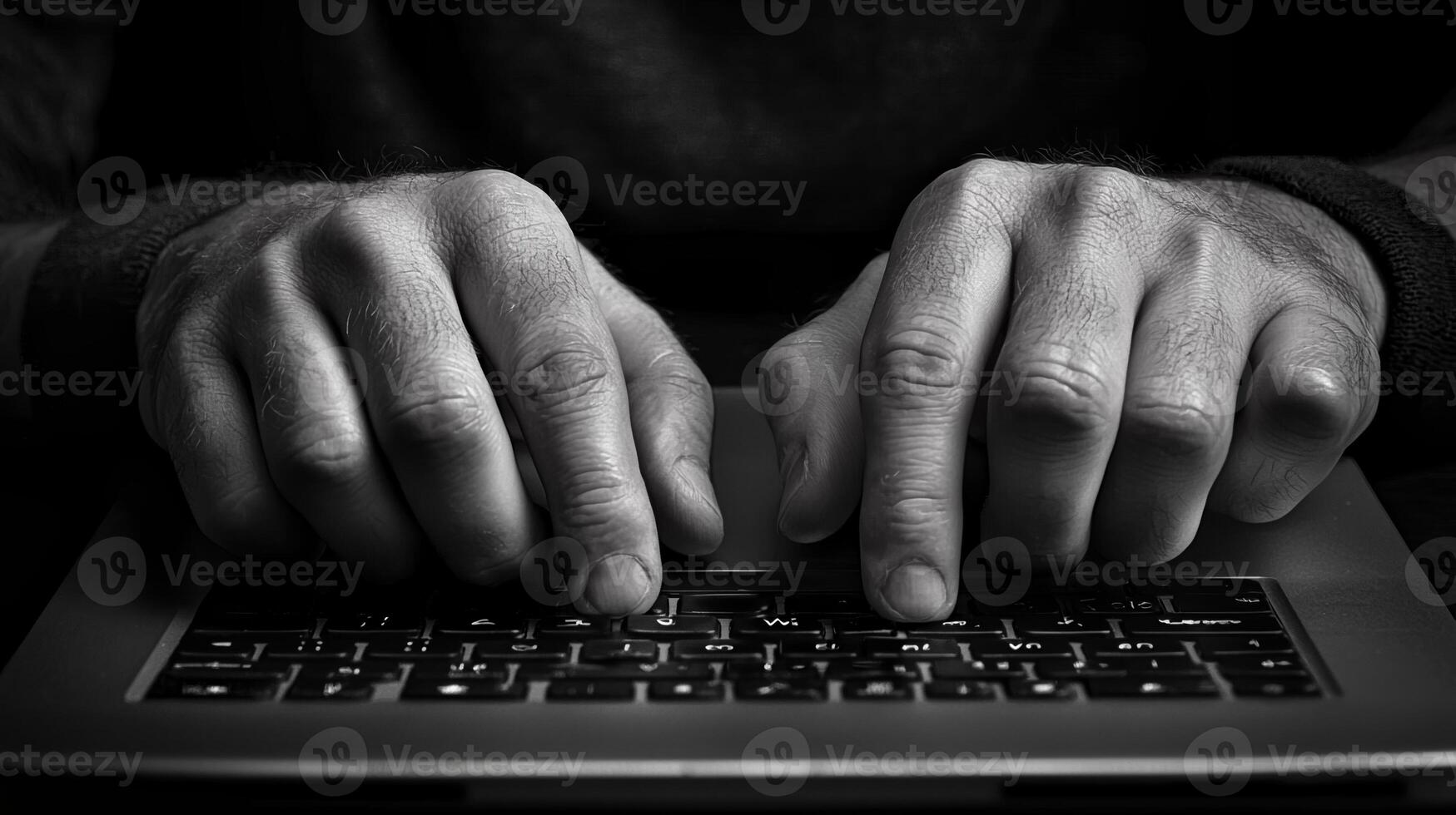 Hands typing on a laptop keyboard photo
