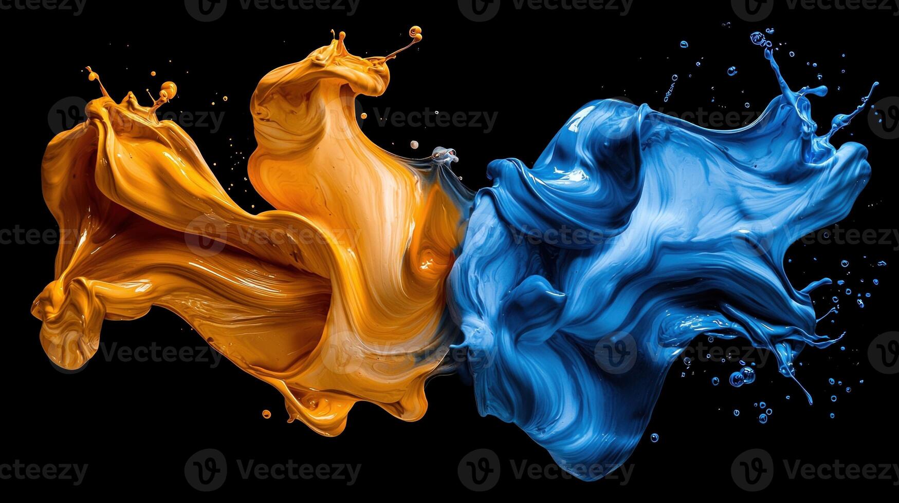 A splash of paint with a blue and orange swirl photo