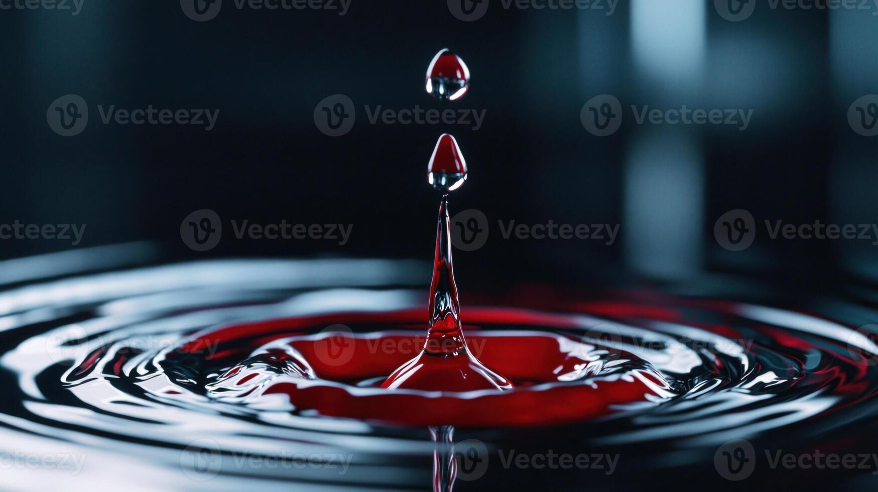A drop of red liquid falling into a water drop photo