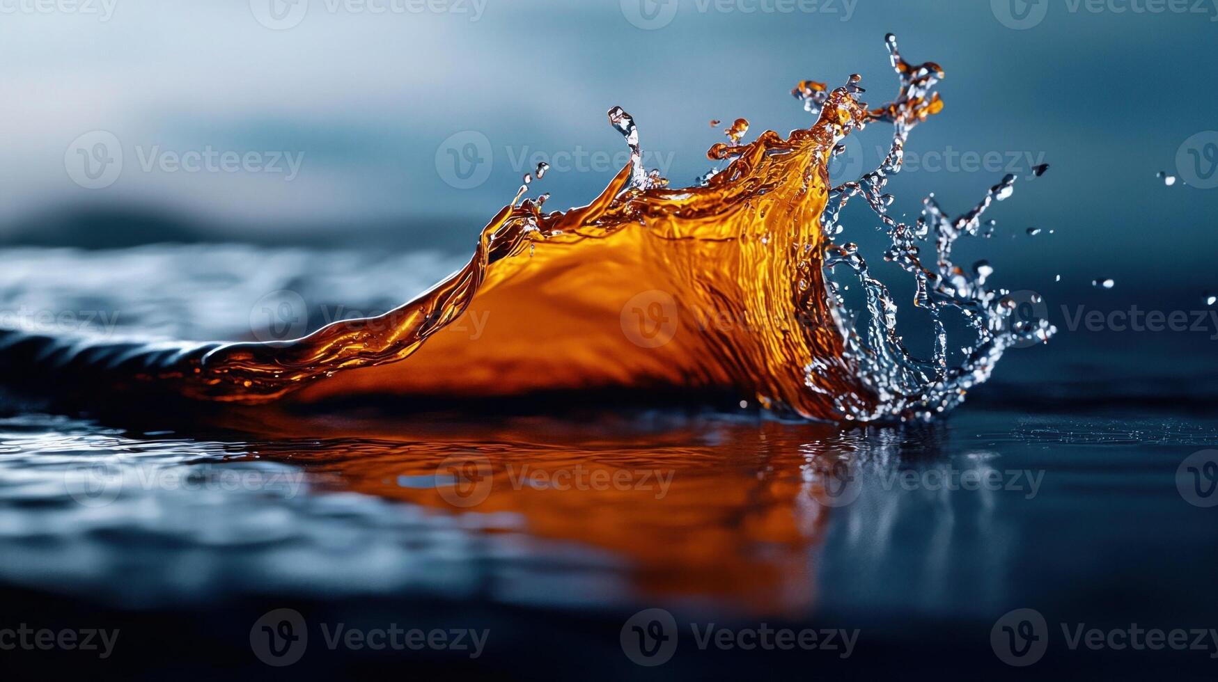 A splash of orange liquid on the water photo
