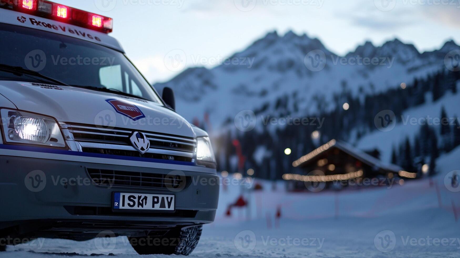 A white ambulance with the letters ISSK on the front photo