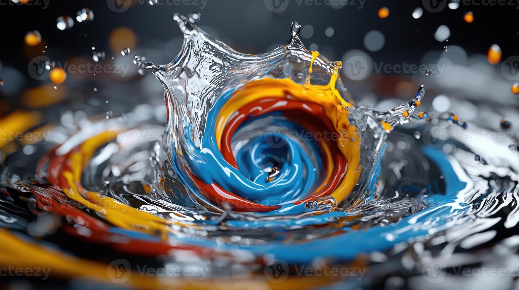 A colorful swirl of water with a drop of paint photo