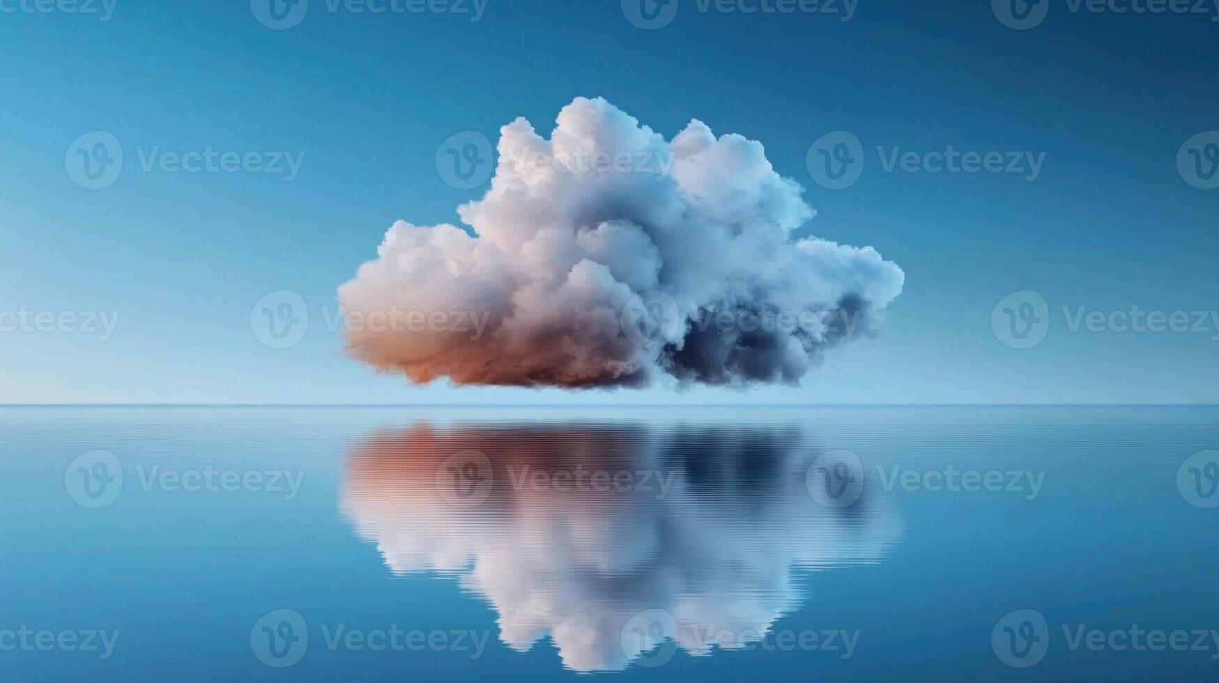 A large cloud floating in the sky above a calm body of water photo