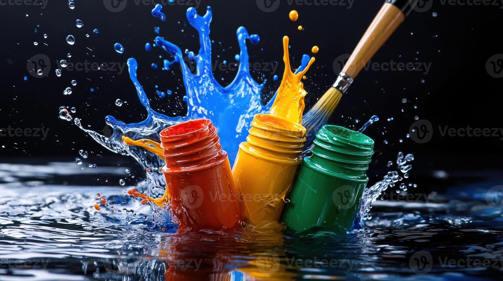 A splash of paint is splashing into the water photo