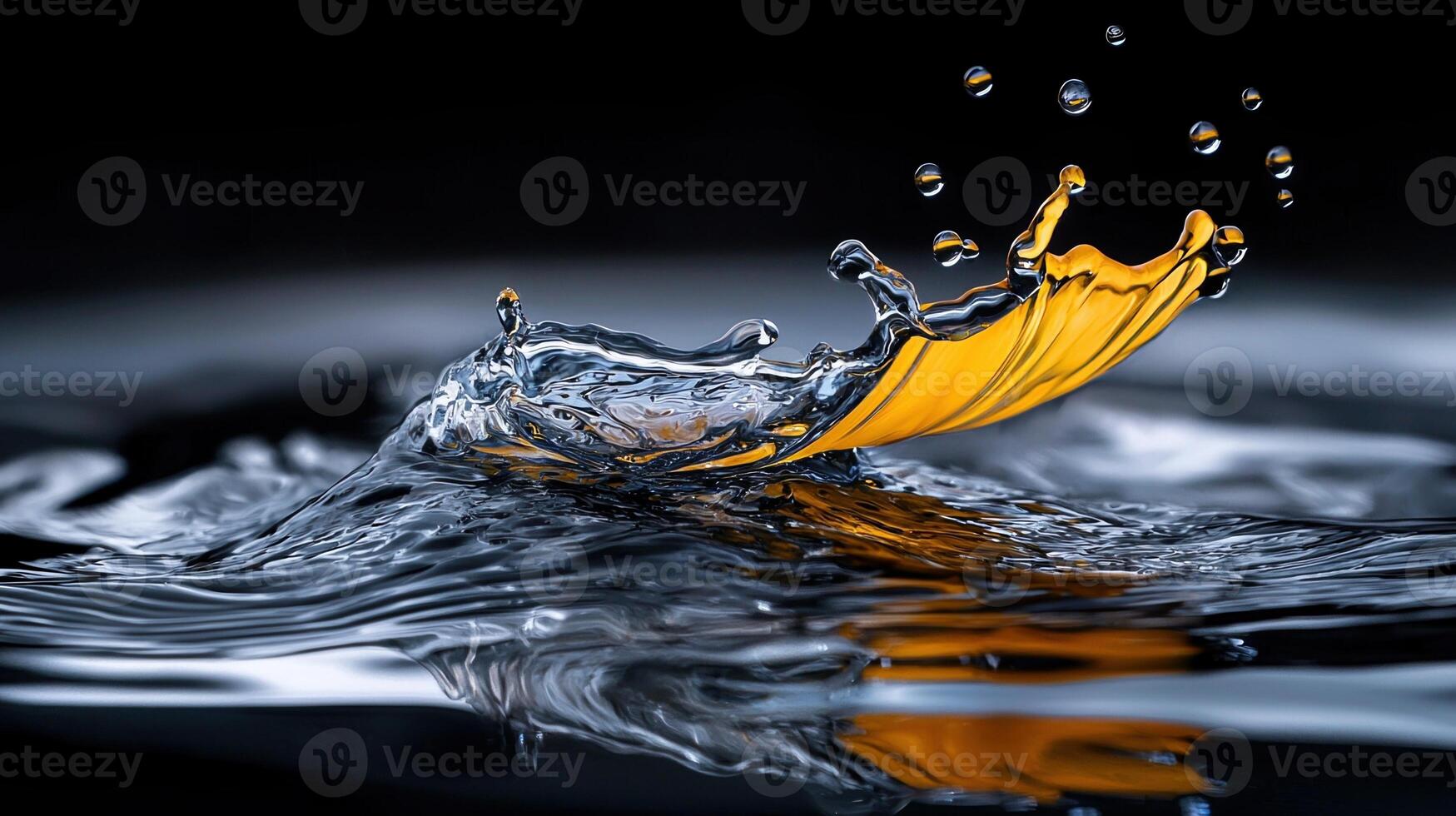 A yellow umbrella floating in water photo