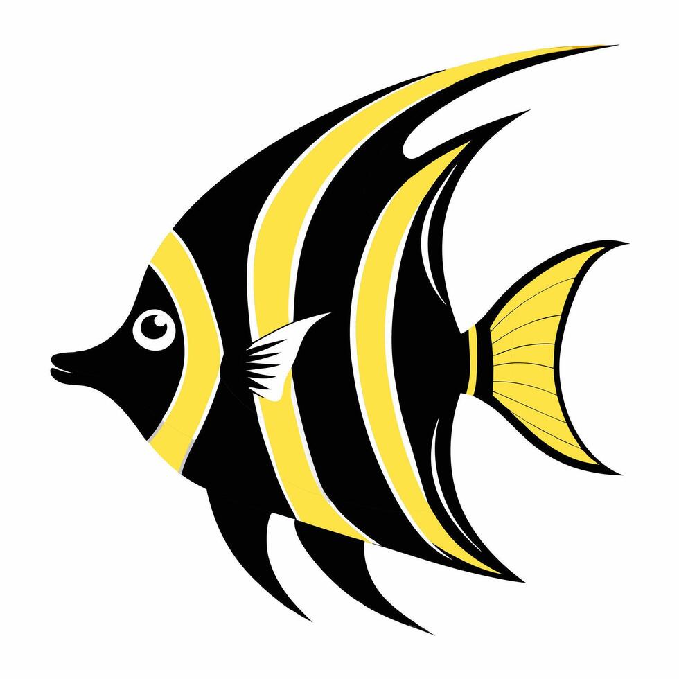 cartoon cute angelfish.Colorful illustration fish on white background Pro . Suitable for children's books on zoology, sticker, mascot,logo. vector