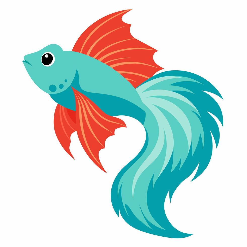 cartoon cute fish betta.Colorful illustration fish on white background Pro . Suitable for children's books on zoology, sticker, mascot,logo. vector
