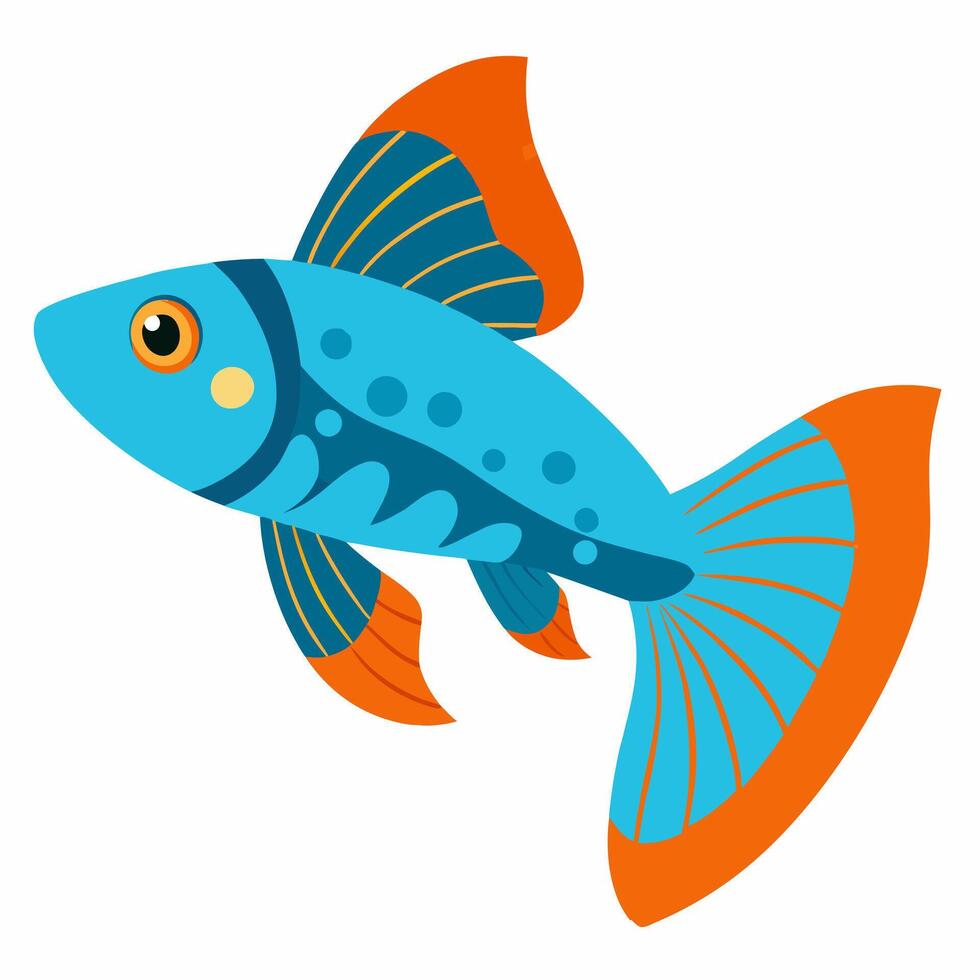 cute cartoon fish guppy.Colorful illustration fish on white background Pro . Suitable for children's books on zoology, sticker, mascot,logo. vector