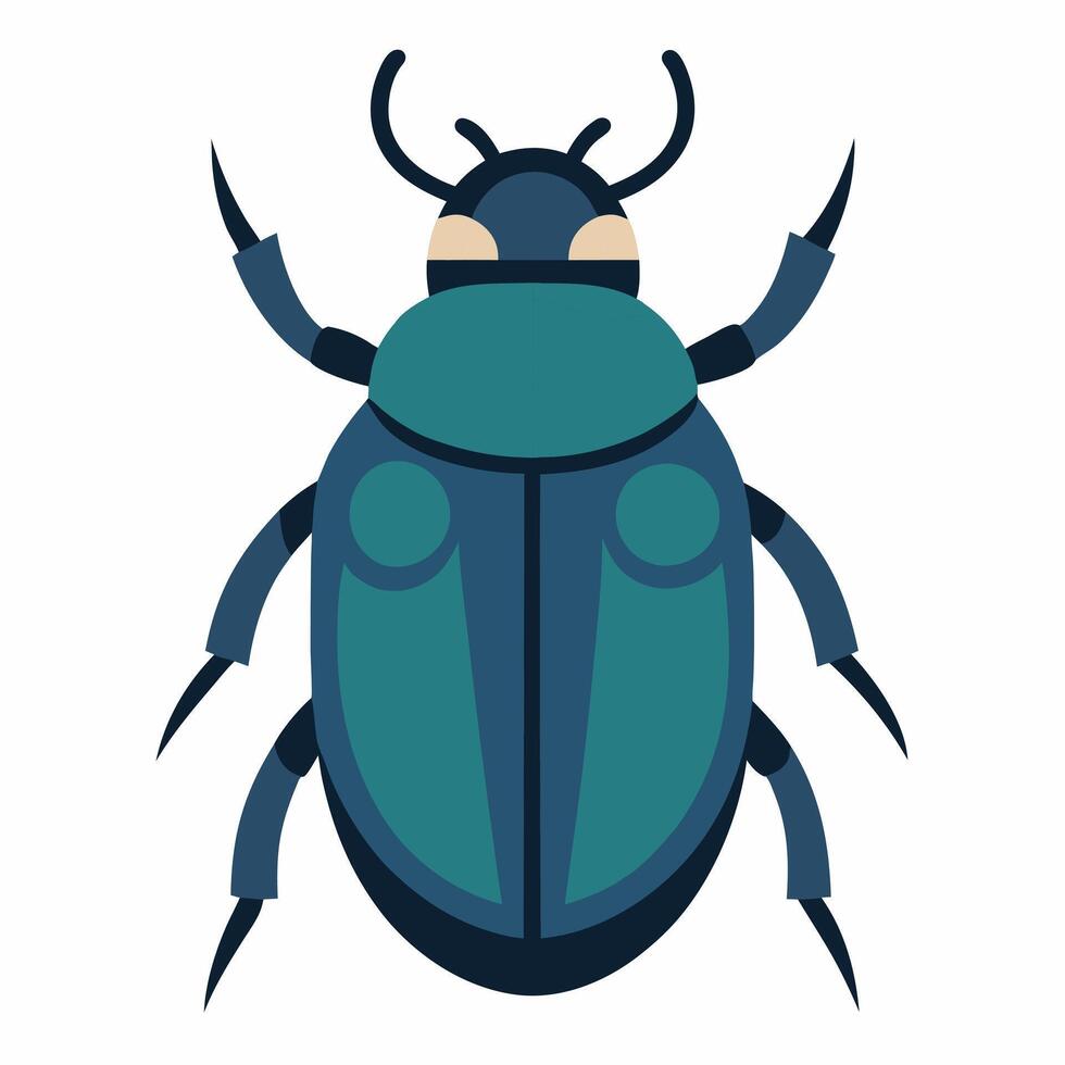 Egyptian scarab beetle.Cartoon flying insect on white. Suitable for children's books on ethnology, sticker, mascot, logo. Illustration top view on white background. vector