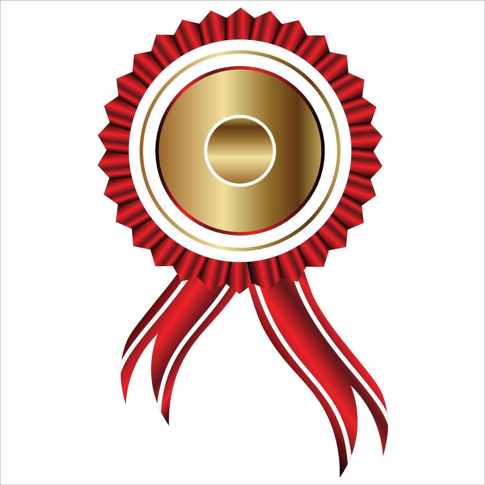Beautiful ribbon and award medal badge eps on transparent background vector