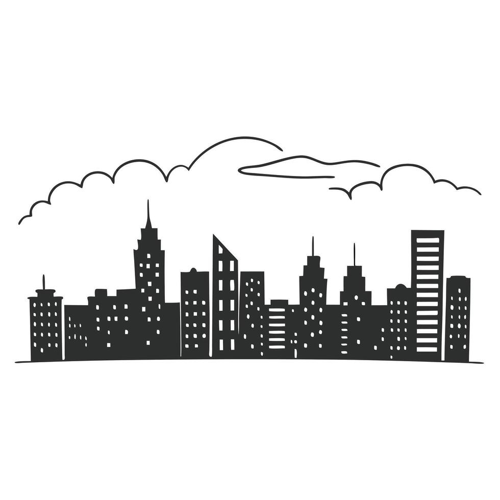 Nighttime Cityscape with Skyscrapers and Stars vector