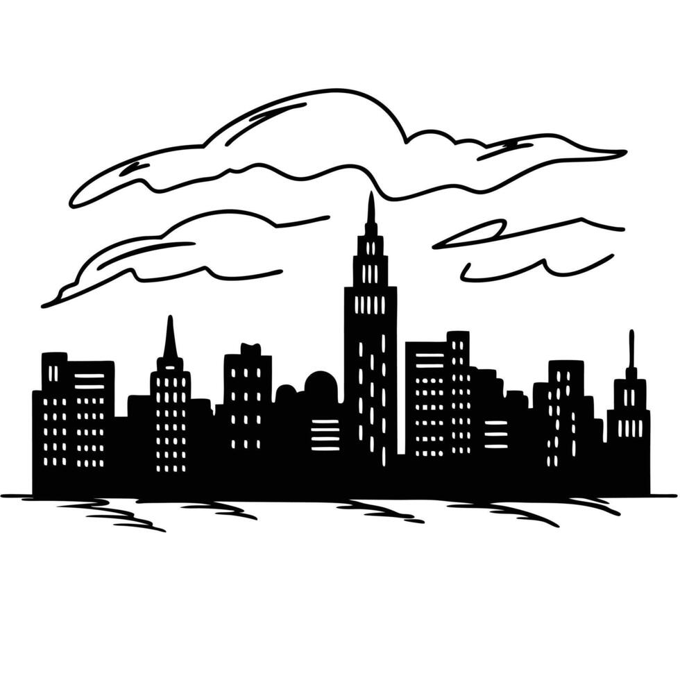 Minimalist City Silhouette with Twinkling Stars vector